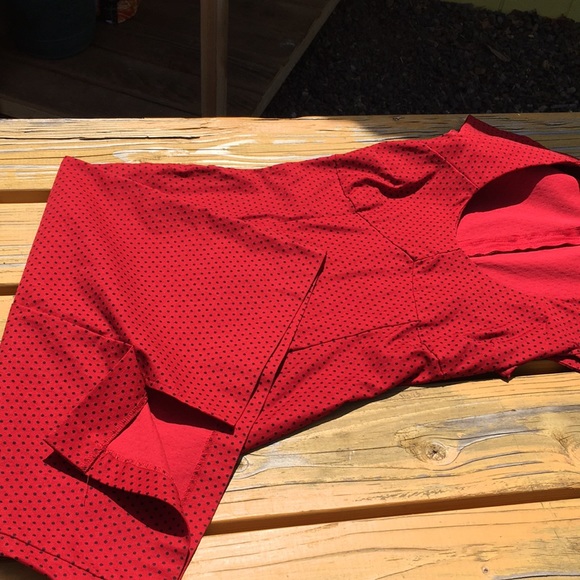 Pin up wiggle dress red with black polka dots - Picture 4 of 4